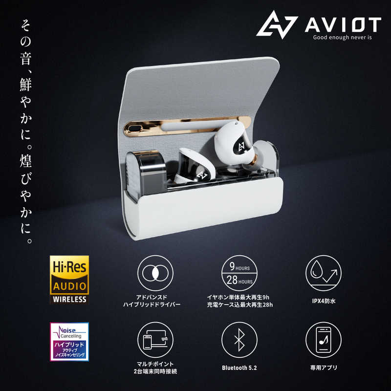 AVIOT AVIOT フルワイヤレスイヤホン ノイズキャンセリング対応 リモコン・マイク対応 ホワイト TE-J1-WH TE-J1-WH