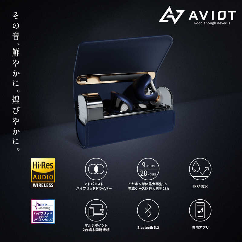 AVIOT AVIOT フルワイヤレスイヤホン ノイズキャンセリング対応 リモコン・マイク対応 ネイビー TE-J1-NV TE-J1-NV