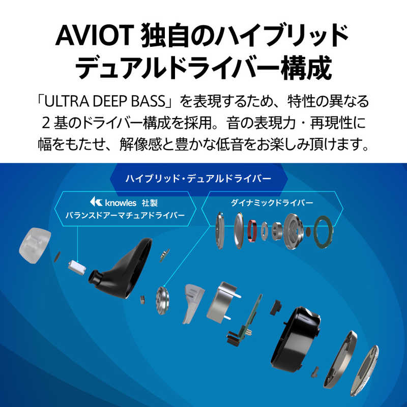 AVIOT AVIOT フルワイヤレスイヤホン ノイズキャンセリング対応 リモコン・マイク対応 ドーンブルー TE-BD11tR-BL TE-BD11tR-BL