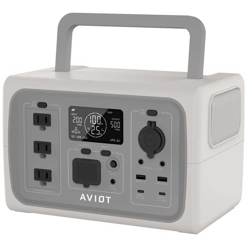AVIOT AVIOT ポータブル電源 ［10出力 /AC・DC・ソーラー充電 /USB Power Delivery対応］ ベージュ PS-F500-BE PS-F500-BE