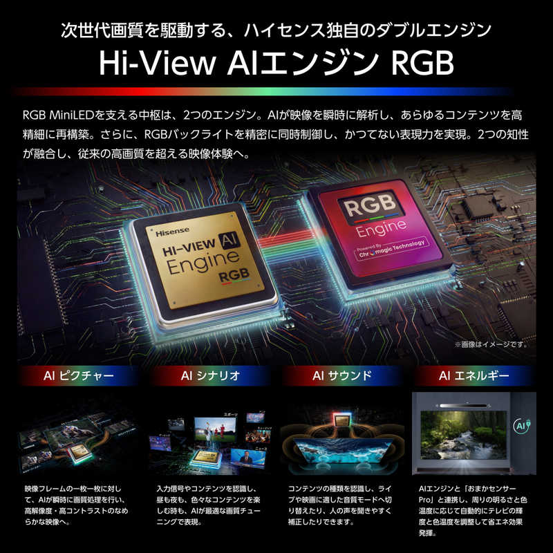 ハイセンス ハイセンス RGB Mini LED液晶テレビ UXS 85V型 4K対応 4Kチューナー内蔵 YouTube対応 Bluetooth対応 (要事前見積) RGB 85UXS RGB 85UXS