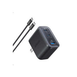 �A���J�[ Anker Japan Nano Charger (70W 3Ports) with USB-C �� USB-C �P�[�u�� �mUSB PD�Ή� / 3�|�[�g / GaN(�����K���E��) �̗p�n �u���b�N B121AN11