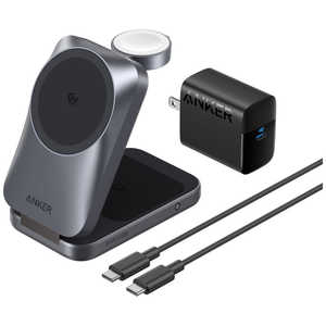 �A���J�[ Anker Japan Anker Prime Wireless Charging Station (3-in-1�AMagGo�AAirCool�AFoldable) �m�}���`�^ / Qi2 25W�Ή��n �u���b�N B25N1N11