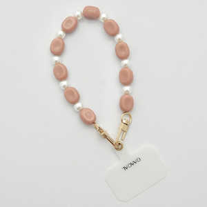 GAACAL 「ミルクとパール」オリジナルホルダー付きビーズストラップ ピンク Z01083P