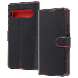 レイアウト Xperia 10 VII / 耐衝撃 マグネットベルト シンプル 手帳型レザーケース / ブラック/レッド RT-RXP10M7ELC1/BR