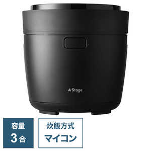 A-STAGE 炊飯器 3合 マルチライスポット ブラック RC-A30BK