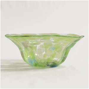琉球ガラス匠工房 琉球ガラス 波の花 大鉢 緑 リュウキュウガラスナミノハナオオバチ