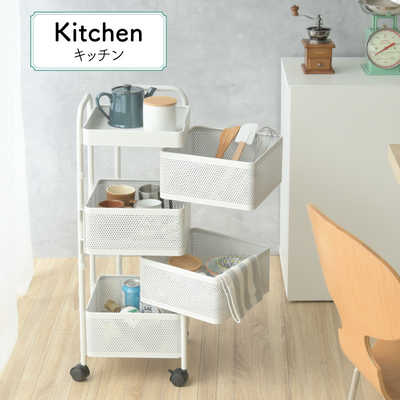 大河商事 (モノワ008)4段 キッチンワゴン ホワイト monowa008 の通販