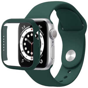 ROOX Apple Watch 7 45mm シンプルモノカラー　強化ガラス付カバー＆バンド グリーン  JGWSSCW7LGR