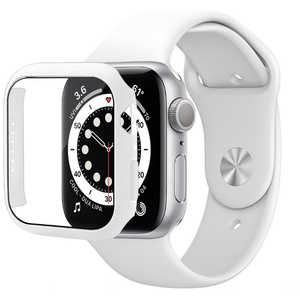 ROOX Apple Watch 7 45mm シンプルモノカラー　強化ガラス付カバー＆バンド ホワイト  JGWSSCW7LWH