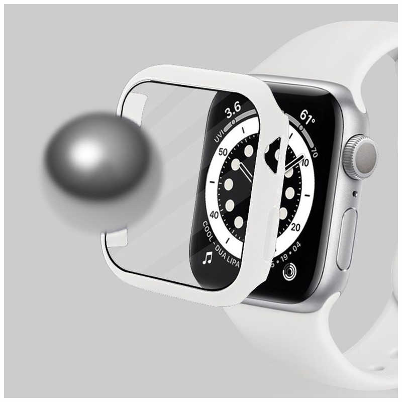 ROOX ROOX Apple Watch 7 41mm シンプルモノカラー　強化ガラス付カバー＆バンド ホワイト  JGWSSCW7SWH JGWSSCW7SWH