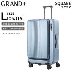 GRAND+ トランク型キャリー ストッパー付 大容量 拡張機能付き トランクLサイズ SQUARE ( スクエア ) ［TSAロック搭載］ ストーンブルー 2202-TL-08