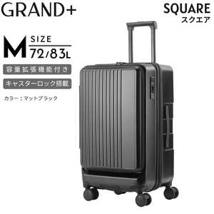 GRAND+ トランク型キャリー ストッパー付 大容量 拡張機能付き トランクMサイズ SQUARE ( スクエア ) ［TSAロック搭載］ マットブラック 2202-TM-05