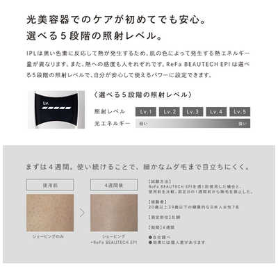 ReFa 脱毛器 5段階照射レベル