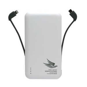 フォースメディア 2タイプケーブル収納機能付大容量モバイルバッテリー｢世界飛翼｣Lightning&Micro USB ホワイト JFPEACE12LMW
