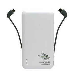 フォースメディア 2タイプケーブル収納機能付大容量モバイルバッテリー｢世界飛翼｣Type C&Micro USB ホワイト JFPEACE12MCW