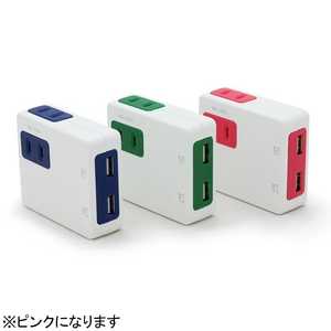 日本ポステック スマホ用USB充電コンセントアダプタ＋コンセント 2.5A （2ポート： 2.1A/1.0A）　ピンク NICOPK