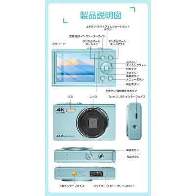 L&Lライブリーライフ デジタルカメラ 4400万画素 ブラック Y3動作確認済 L&Lライブリーライフ デジタルカメラ 4400万画素 4K録画 32GB