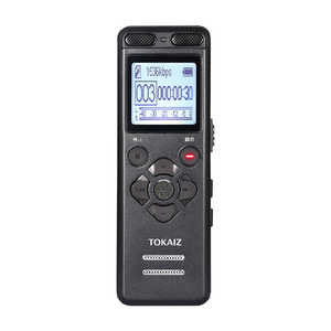 TOKAIZ ボイスレコーダー 小型 高性能 16GB大容量 34時間連続録音 内蔵スピーカー 最大128GB対応 ［16GB］ ブラック TIC-V36