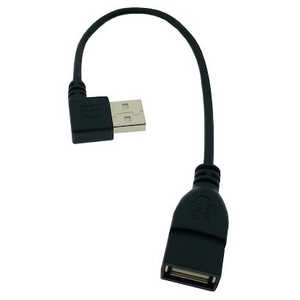 TFTECJAPAN USB-A延長ケーブル［USB-A オス→メス USB-A /0.2m /USB2.0 /右L型] USBA-CA20RL/BK
