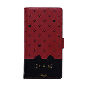 ナチュラルデザイン マルチタイプ手帳型ケース L-size Minette Red-Black ML-L-MIN08 ナチュラルデザイン マルチタイプ手帳型ケース L-size Minette Red-Black ML-L-MIN08