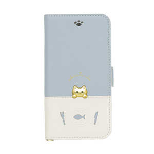 ナチュラルデザイン iPhone SE 第3世代/第2世代/8/7専用 手帳型ケース sakana to neko Bタイプ Blue iP7-DISH01