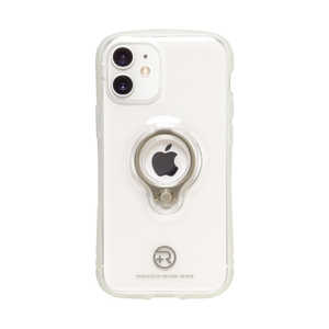 ナチュラルデザイン iPhone 12 mini 5.4インチ対応 フィンガーリング付衝撃吸収背面ケース +R Clear White IP20_54+R01