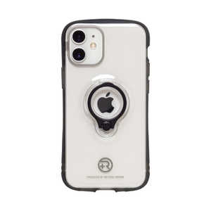 ナチュラルデザイン iPhone 12 mini 5.4インチ対応 フィンガーリング付衝撃吸収背面ケース +R Clear Black IP20_54+R02