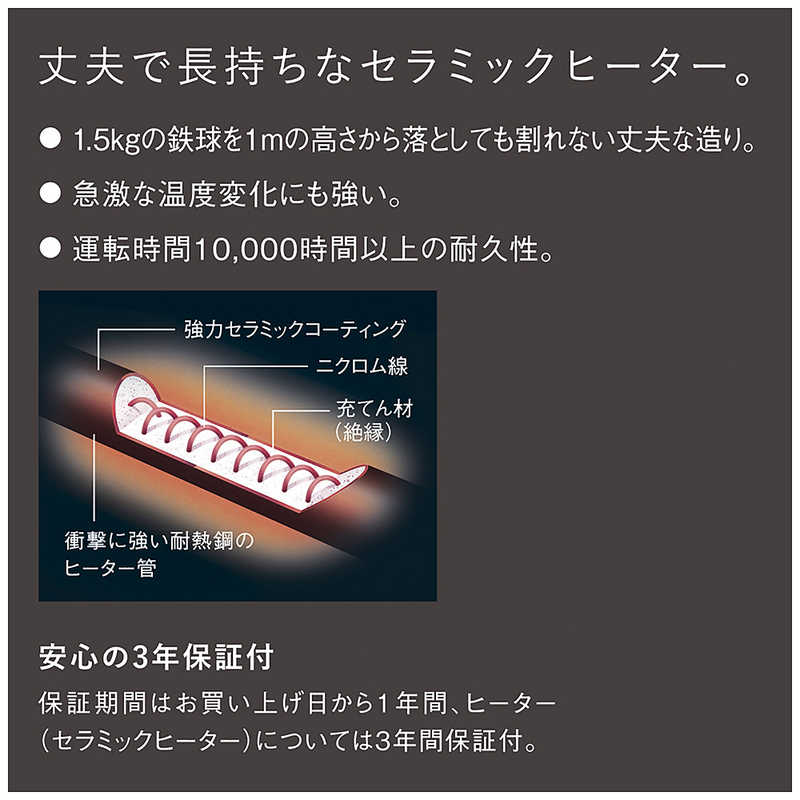 ダイキン　DAIKIN ダイキン　DAIKIN 遠赤外線暖房機 セラムヒート 1100W 首振り機能 シーズヒーター 人感センサー ERFT11YS-W マットホワイト ERFT11YS-W マットホワイト