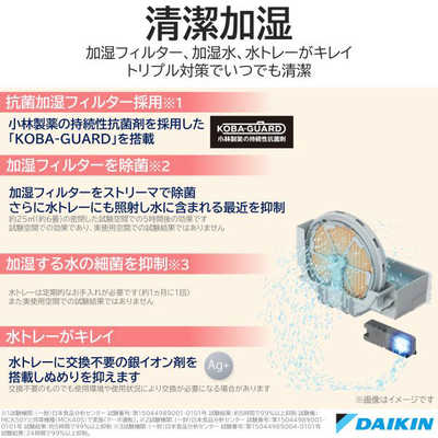 ダイキン　DAIKIN 加湿空気清浄機 ストリーマ空気清浄機 適用畳数 22畳 最大適用畳数(加湿) 13畳 PM2.5対応 ホワイト MCK50Y-W