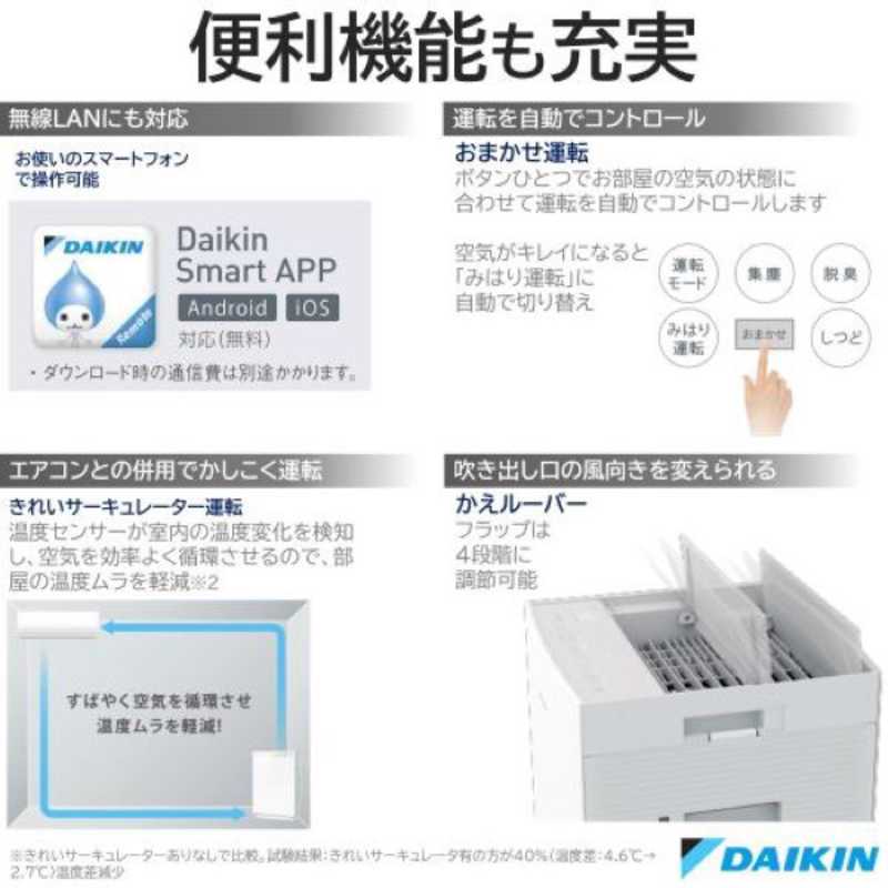 ダイキン　DAIKIN ダイキン　DAIKIN 加湿空気清浄機 空気清浄:31畳まで 加湿(最大): 19畳まで PM2.5対応 シルバー ACKB70Y ACKB70Y