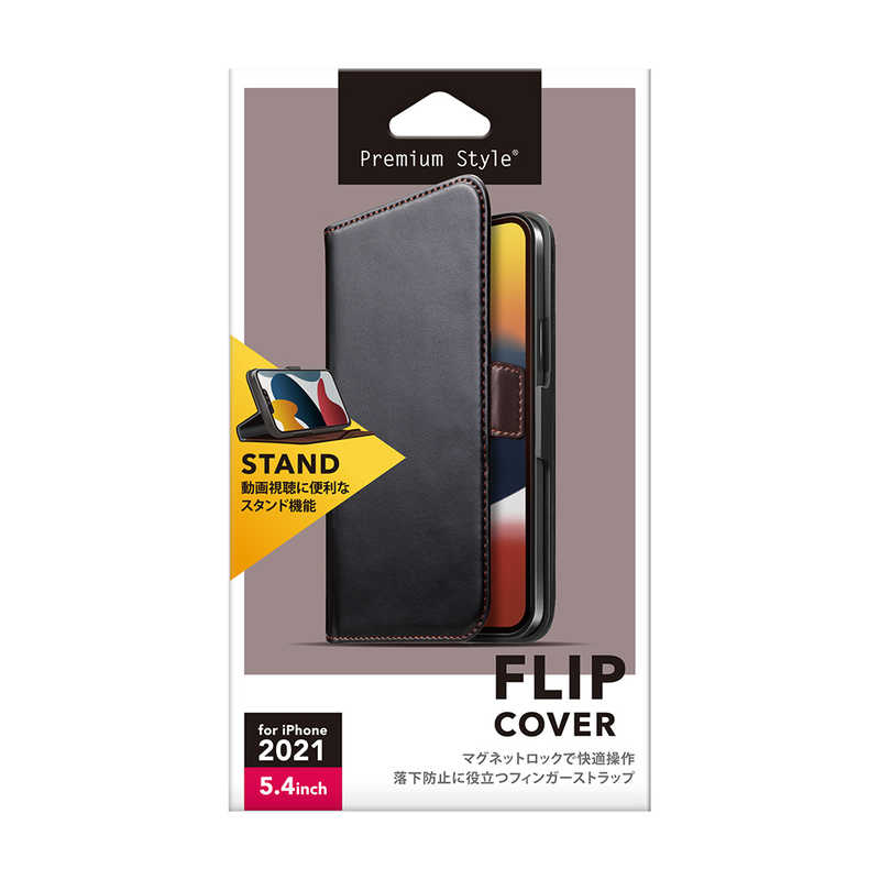 PGA PGA iPhone 13 mini　5.4インチ フリップカバー Premium Style ブラック PG-21JFP02BK PG-21JFP02BK