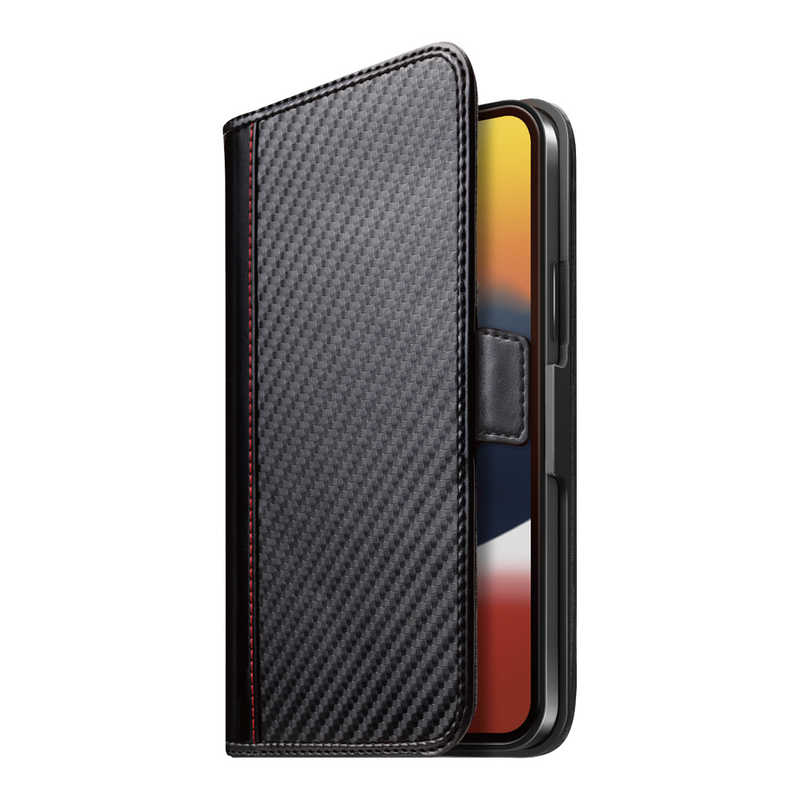 PGA PGA iPhone 13 mini　5.4インチ フリップカバー Premium Style カーボン調ブラック PG-21JFP04BK PG-21JFP04BK