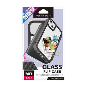PGA iPhone 13 mini ガラスフリップケース Premium Style キルティング調ブラック PG-21JGF03BK PGA iPhone 13 mini ガラスフリップケース Premium Style キルティング調ブラック PG-21JGF03BK