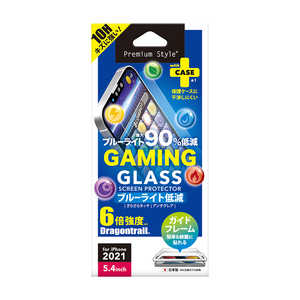 PGA iPhone 13 mini 液晶保護ガラス ゲーム専用/ブルーライト低減/アンチグレア Premium Style PG-21JGL04BL