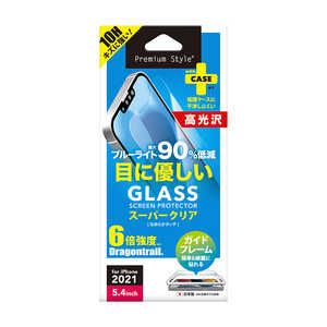 PGA iPhone 13 mini 液晶保護ガラス ブルーライト低減/光沢 Premium Style PG-21JGL05BL