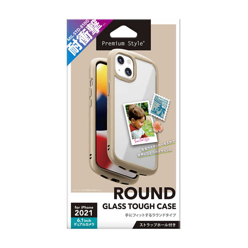 PGA PGA iPhone2021 6.1inch 2眼 ガラスタフケース ラウンドタイプ ベージュ Premium Style PG-21KGT03BE PG-21KGT03BE