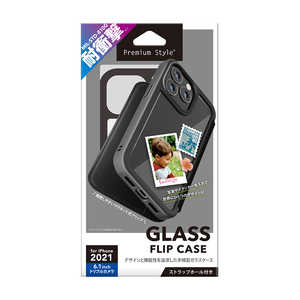 PGA iPhone2021 6.1inch 3眼 ガラスフリップケース Premium Style ブラック PG-21NGF01BK
