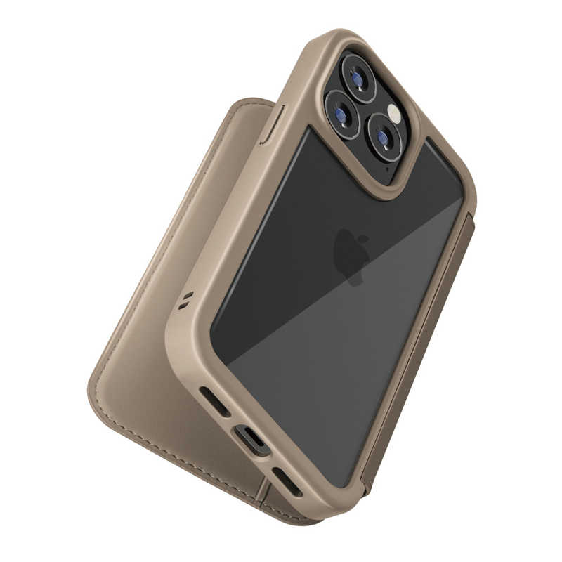 PGA PGA iPhone2021 6.1inch 3眼 ガラスフリップケース Premium Style ベージュ PG-21NGF02BE PG-21NGF02BE