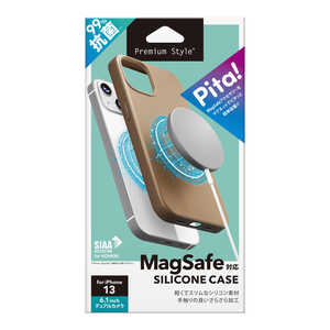 PGA iPhone 13用 MagSafe対応 抗菌スリムシリコンケース ベージュ Premium Style PG-21KMGSC02BE