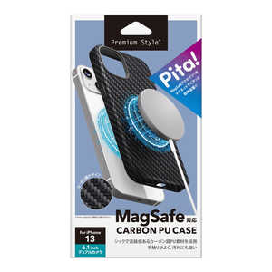 PGA iPhone 13用 MagSafe対応 PUレザーケース カーボン調ブラック Premium Style PG-21KMGPU02BK