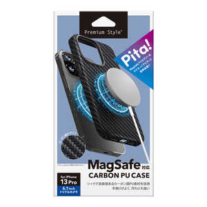 PGA iPhone 13 Pro用 MagSafe対応 PUレザーケース カーボン調ブラック Premium Style PG-21NMGPU02BK