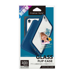 PGA iPhone SE 第3世代 /SE 第2世代 /8/7/6s/6 ガラスフリップケース ネイビー PG-22MGF03NV
