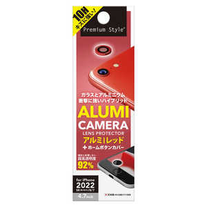 PGA iPhone SE 第3世代 /SE 第2世代 /8/7カメラレンズプロテクター Premium Style レッド  PG-22MCH03RD
