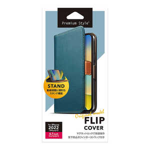 PGA iPhone 14 6.1インチ フリップカバー ブルー Premium Style ブルー PG-22KFP01BL