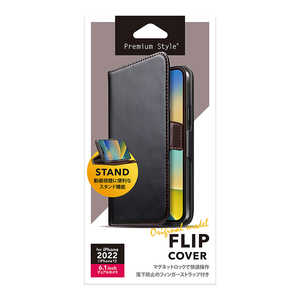 PGA iPhone 14 6.1インチ フリップカバー ブラック Premium Style ブラック PG-22KFP02BK