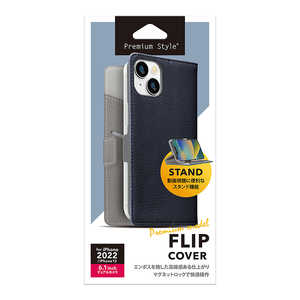 PGA iPhone 14 6.1インチ フリップカバー プレミアムモデル ネイビー Premium Style ネイビー PG-22KFP09NV