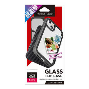 PGA iPhone 14 6.1インチ ガラスフリップケース カーボン調ブラック Premium Style カーボン調ブラック PG-22KGF06BK