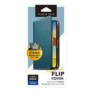 PGA iPhone 14 Pro 6.1インチ フリップカバー [ブルー] Premium Style ブルー PG-22QFP01BL