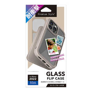 PGA iPhone 14 Pro 6.1インチ ガラスフリップケース [ベージュ] Premium Style ベージュ PG-22QGF02BE